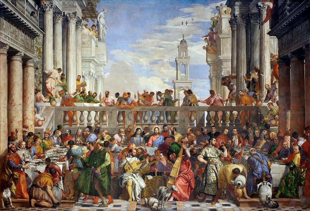 Paolo Veronese, Nozze di Cana (1563; olio su tela, 666 x 990 cm; Parigi, Louvre)
