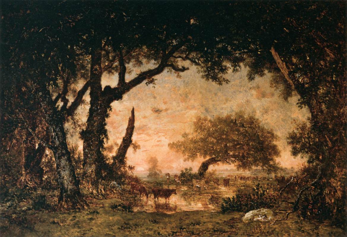 Théodore Rousseau, Foresta di Fontainebleau al mattino (1850; olio su tela, 142 x 197,5 cm; Parigi, Louvre)
