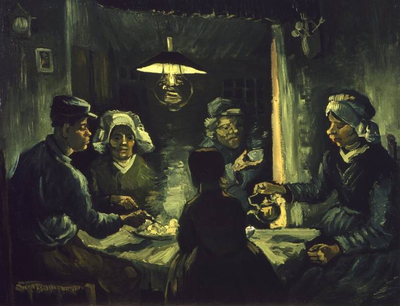 Vincent van Gogh, I mangiatori di patate (aprile-maggio 1885; olio su tela montato su tavola, 73,9 x 95,2 cm; Otterlo, Kröller-Müller Museum)
