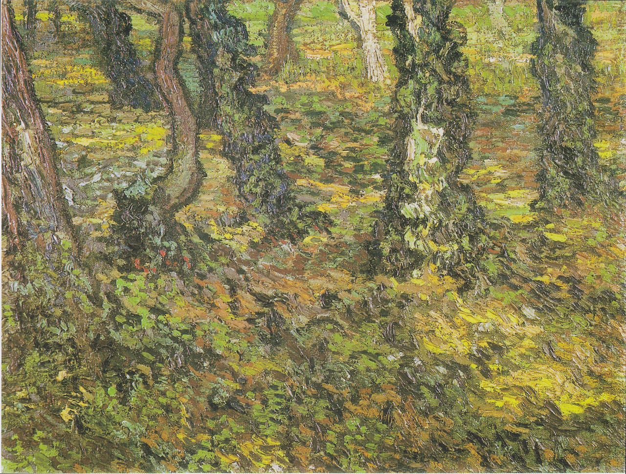 Vincent van Gogh, Tronchi con edera (estate 1889; olio su tela, 45 x 60 cm; Otterlo, Kröller-Müller Museum)
