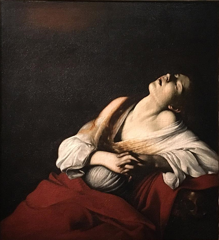 Caravaggio, Maddalena in estasi (post 1606; olio su tela, 103,5 x 91,5 cm; Olanda, collezione privata)
 Caravaggio, Maddalena in estasi (post 1606; olio su tela, 103,5 x 91,5 cm; Olanda, collezione privata)