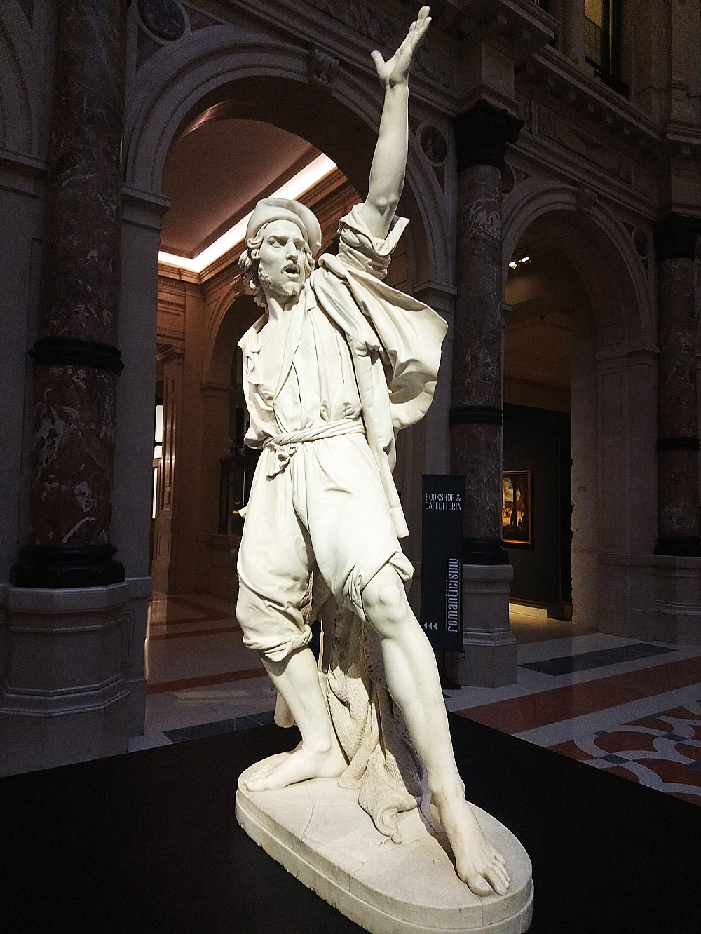 Alessandro Puttinati, Masaniello (1846; marmo, 212 × 50 × 105 cm - Milano, Galleria d’Arte Moderna)
