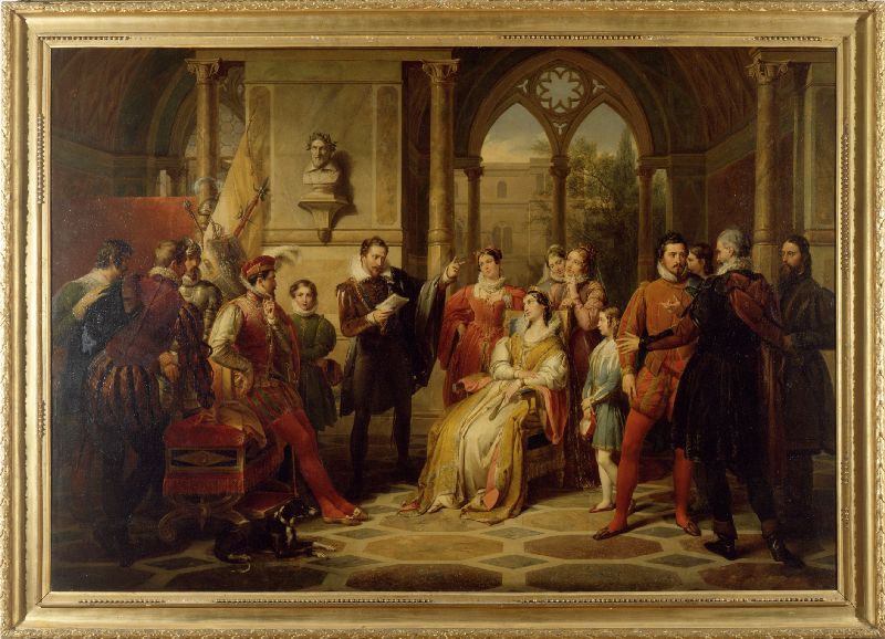 Francesco Podesti, Il Tasso alla corte di Ferrara (1831; olio su tela, 169 x 250 cm; Pinacoteca Civica, Ancona)
