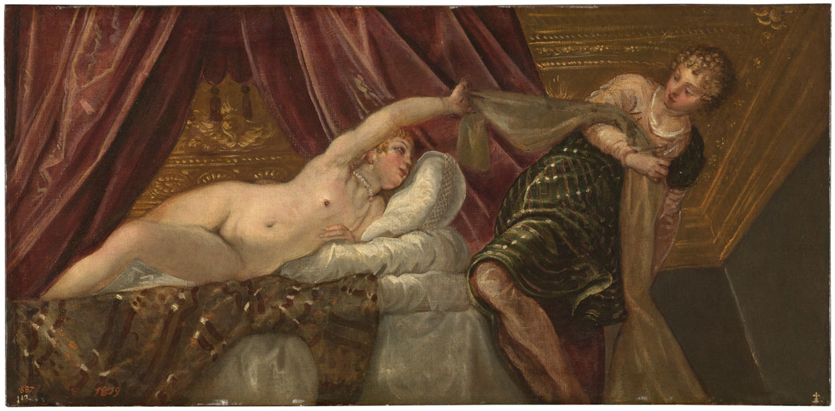 Tintoretto, Giuseppe e la moglie di Putifarre (1552–1555 circa; olio su tela, 54 x 117 cm; Madrid, Museo Nacional del Prado)
