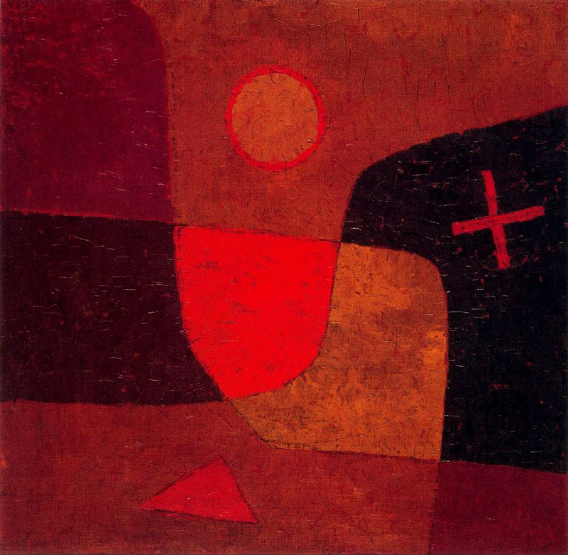 Paul Klee, Angelo in divenire, Engel im Werden (1934; olio su tela preparata su compensato, 51 × 51 cm; Svizzera, Collezione privata, in deposito permanente al Zentrum Paul Klee, Bern)
