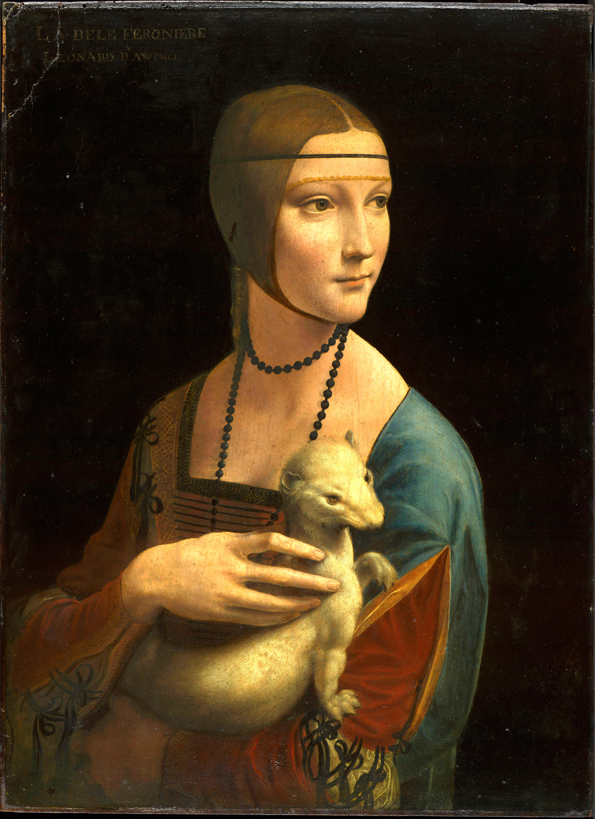 Leonardo da Vinci, Dama con l'ermellino (1488-1490; olio su tavola, 54,8 x 40,3 cm; Cracovia, Museo Nazionale di Cracovia)
 Leonardo da Vinci, Dama con l'ermellino (1488-1490; olio su tavola, 54,8 x 40,3 cm; Cracovia, Museo Nazionale di Cracovia)