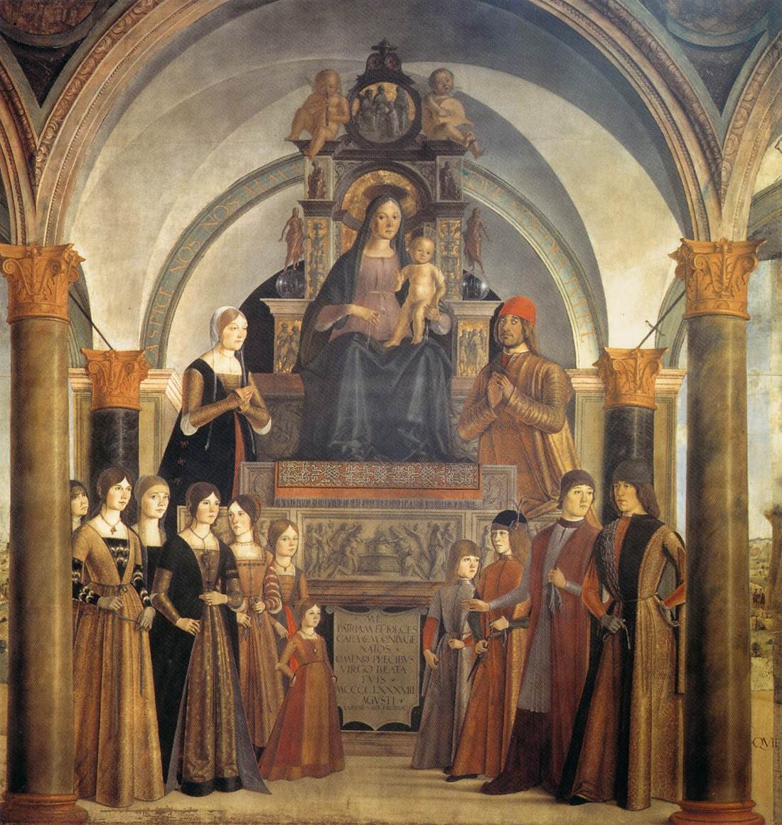 Lorenzo Costa, Pala Bentivoglio (1488; tempera su tavola; Bologna, San Giacomo Maggiore) Lorenzo Costa, Pala Bentivoglio (1488; tempera su tavola; Bologna, San Giacomo Maggiore)