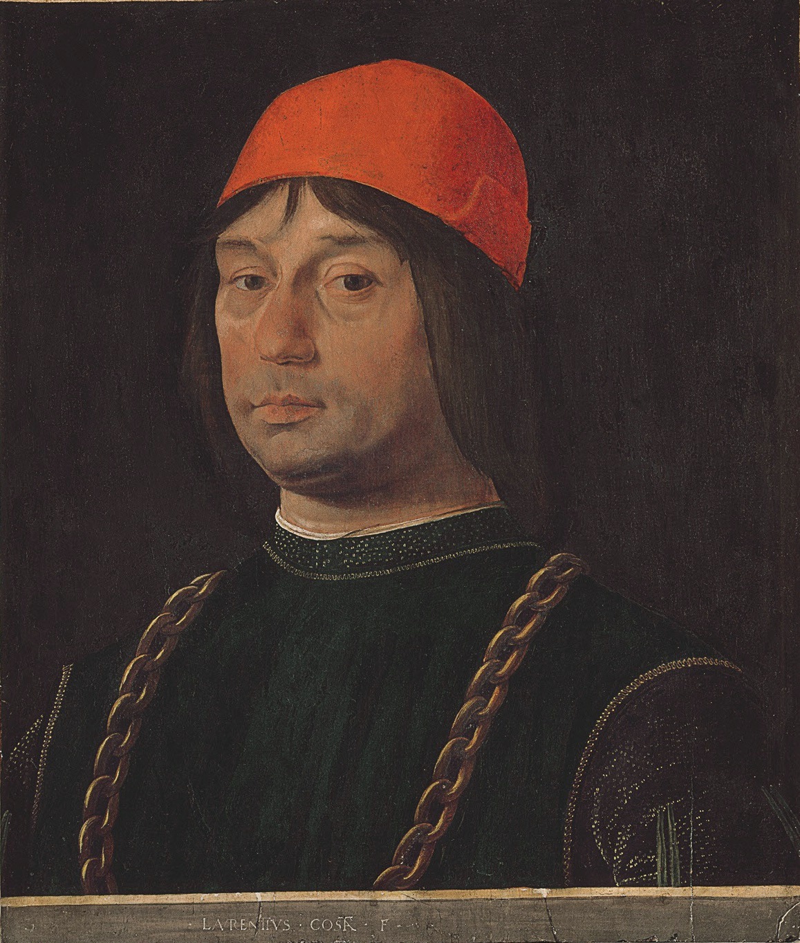 Lorenzo Costa, Ritratto di Giovanni II Bentivoglio (1490 circa; tempera su tavola, 55 x 47 cm; Firenze, Galleria degli Uffizi) Lorenzo Costa, Ritratto di Giovanni II Bentivoglio (1490 circa; tempera su tavola, 55 x 47 cm; Firenze, Galleria degli Uffizi)