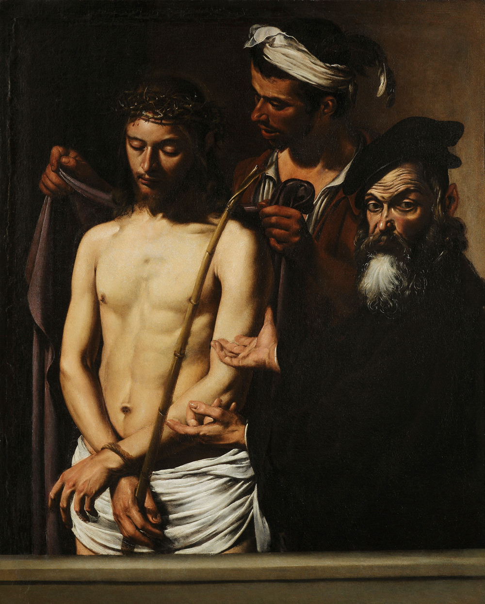 Caravaggio (?), Ecce Homo (1605-1610 circa; olio su tela, 128 x 103 cm; Genova, Musei di Strada Nuova - Palazzo Bianco)
