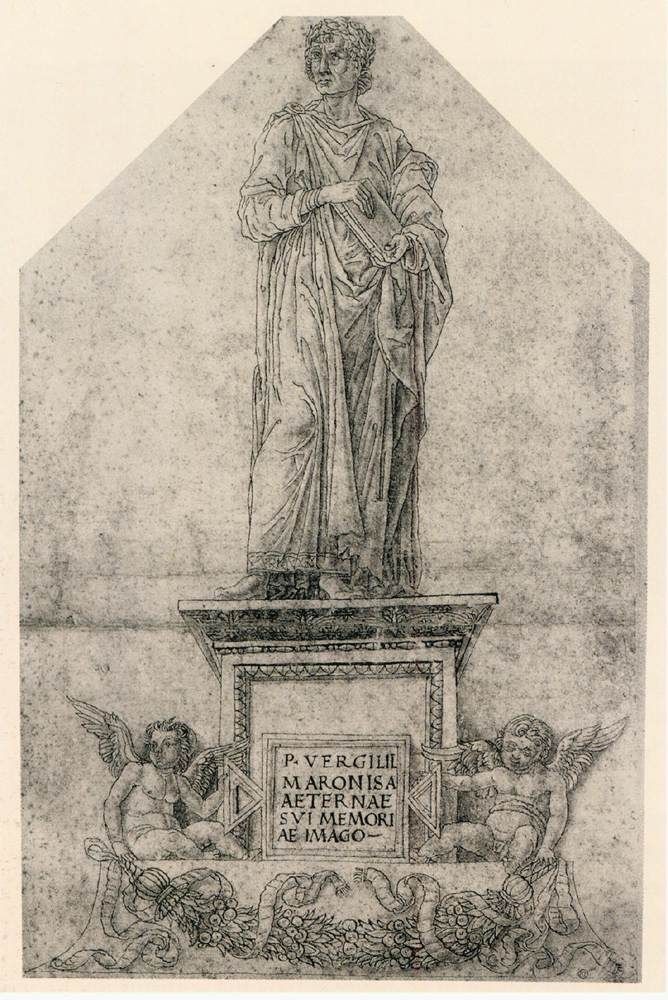 Cerchia di Andrea Mantegna, Monumento a Virgilio (disegno; 1499 circa; Parigi, Louvre, Cabinet des dessins; inv. RF 439) 
 Cerchia di Andrea Mantegna, Monumento a Virgilio (disegno; 1499 circa; Parigi, Louvre, Cabinet des dessins; inv. RF 439)