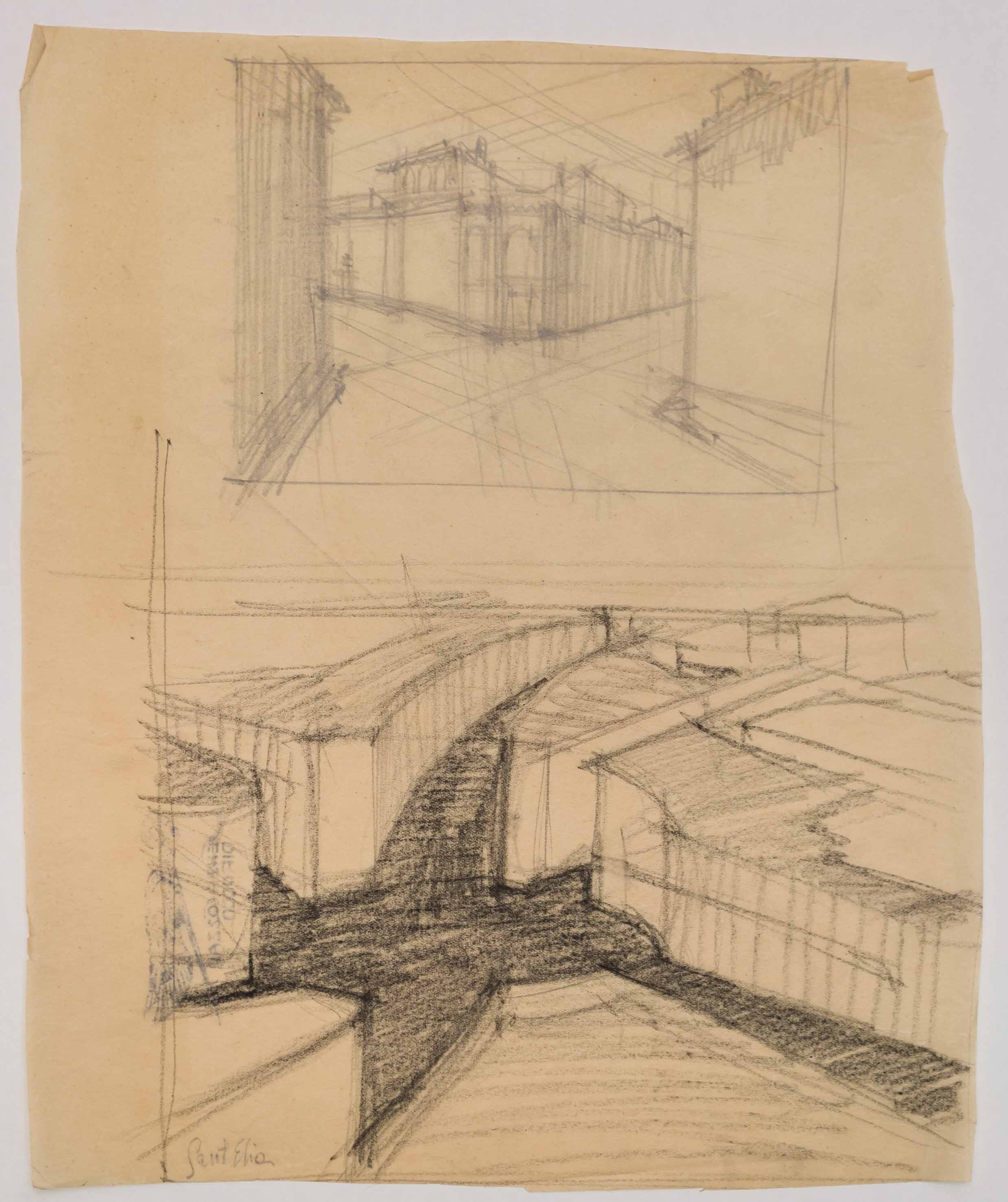 Antonio Sant’Elia, Senza titolo (1912 circa; matita su carta, 29,7 x 24,5 cm). Courtesy Fondazione Massimo e Sonia Cirulli, Bologna
