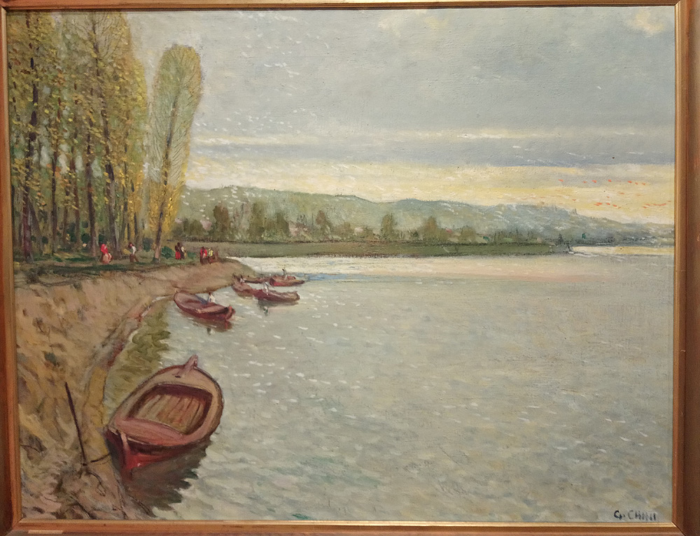 Galileo Chini, L'Arno tranquillo (Mattino sull'Arno) (1936 circa; olio su tela, 85 x 105 cm; Collezione privata)
