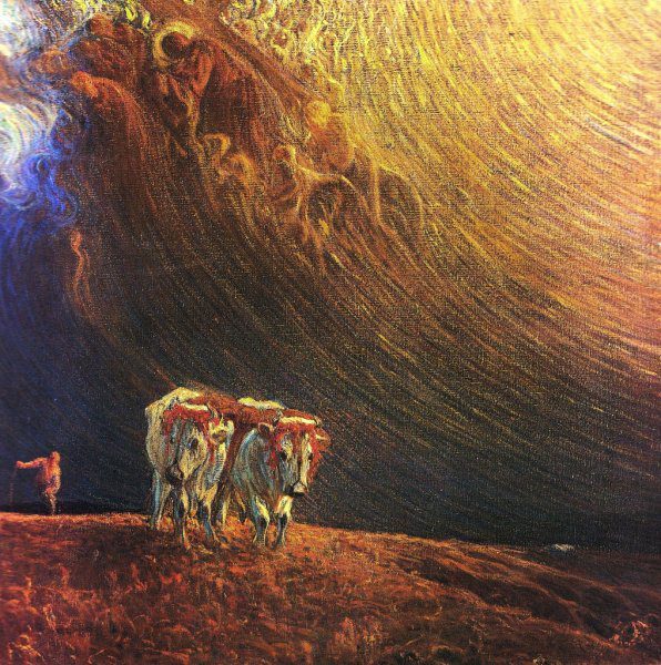 Galileo Chini, Il giogo (1907; olio su tela, 124 x 124 cm; Venezia, Galleria Internazionale d'Arte Moderna di Ca' Pesaro)
