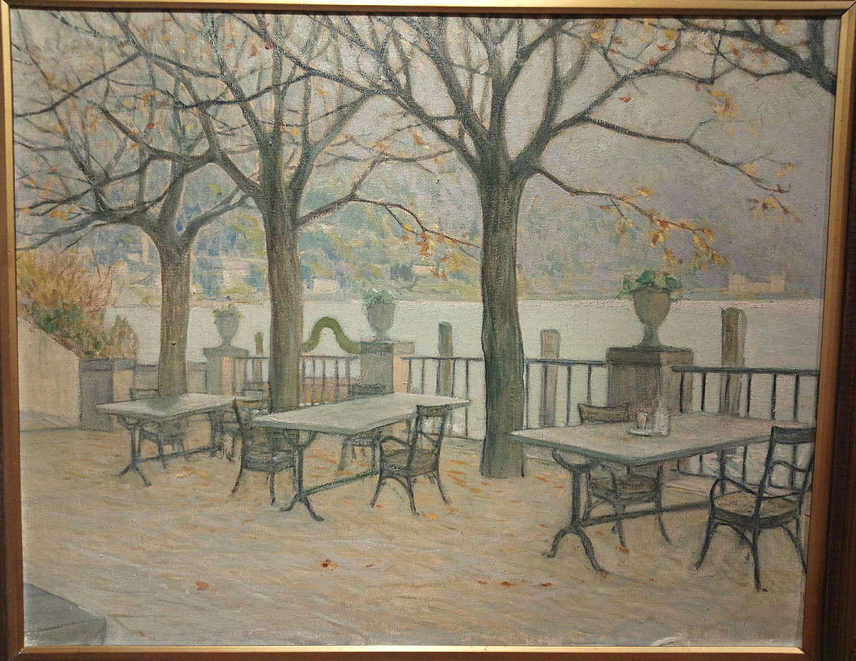 Galileo Chini, Quiete sul lago Moltrasio (1926; olio su tela, 80 x 100 cm; Collezione privata)
