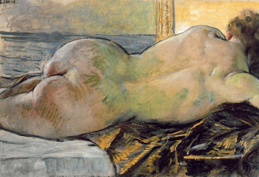Galileo Chini, Nudo disteso (la bionda) (1934 circa; olio su compensato, 65,5 x 91 cm; Collezione privata)
