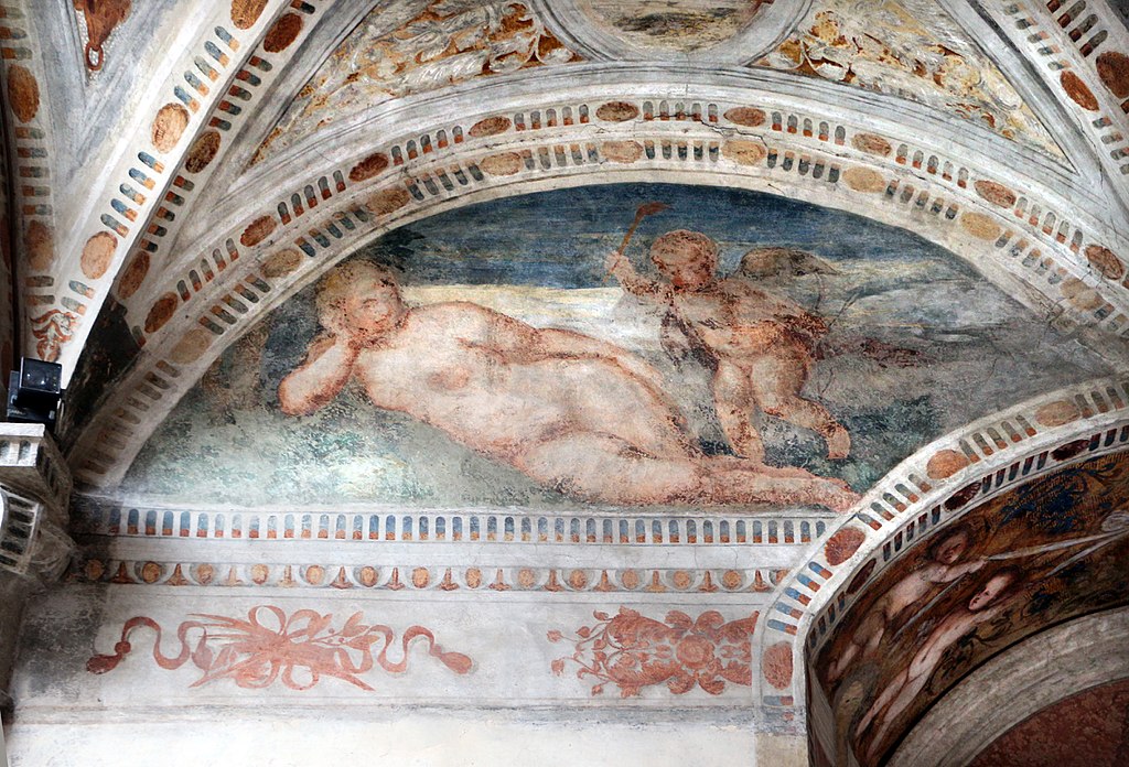 Loggia del Romanino, dettaglio: Amore e Psiche (o Venere e Cupido). Ph. Credit Francesco Bini
