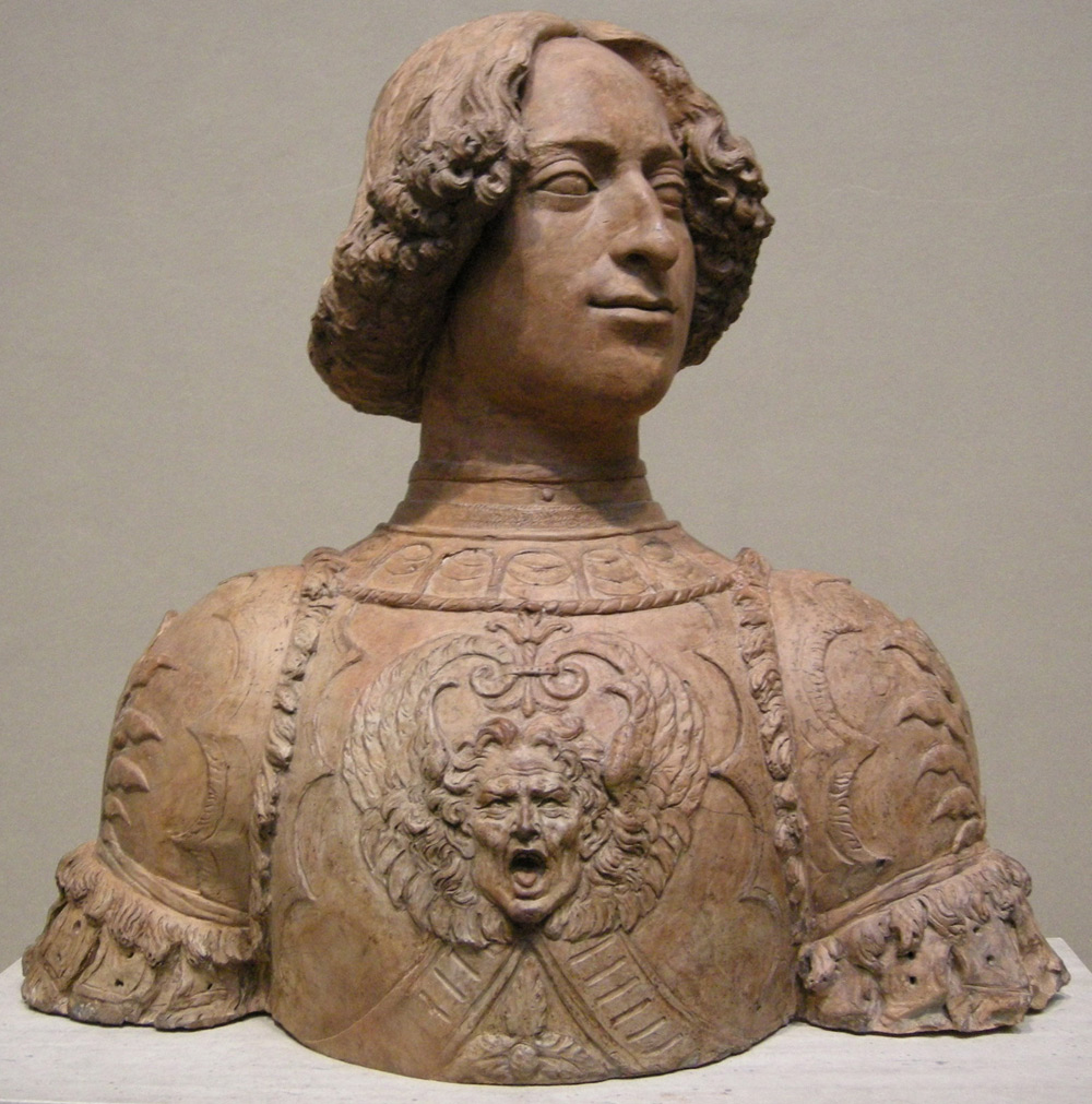 Andrea del Verrocchio, Giuliano di Piero de’ Medici (1475 circa; terracotta, anticamente dipinta, 61 x 66 x 28,3 cm; Washington, National Gallery of Art, Andrew W. Mellon Collection, 1937.1.127)
