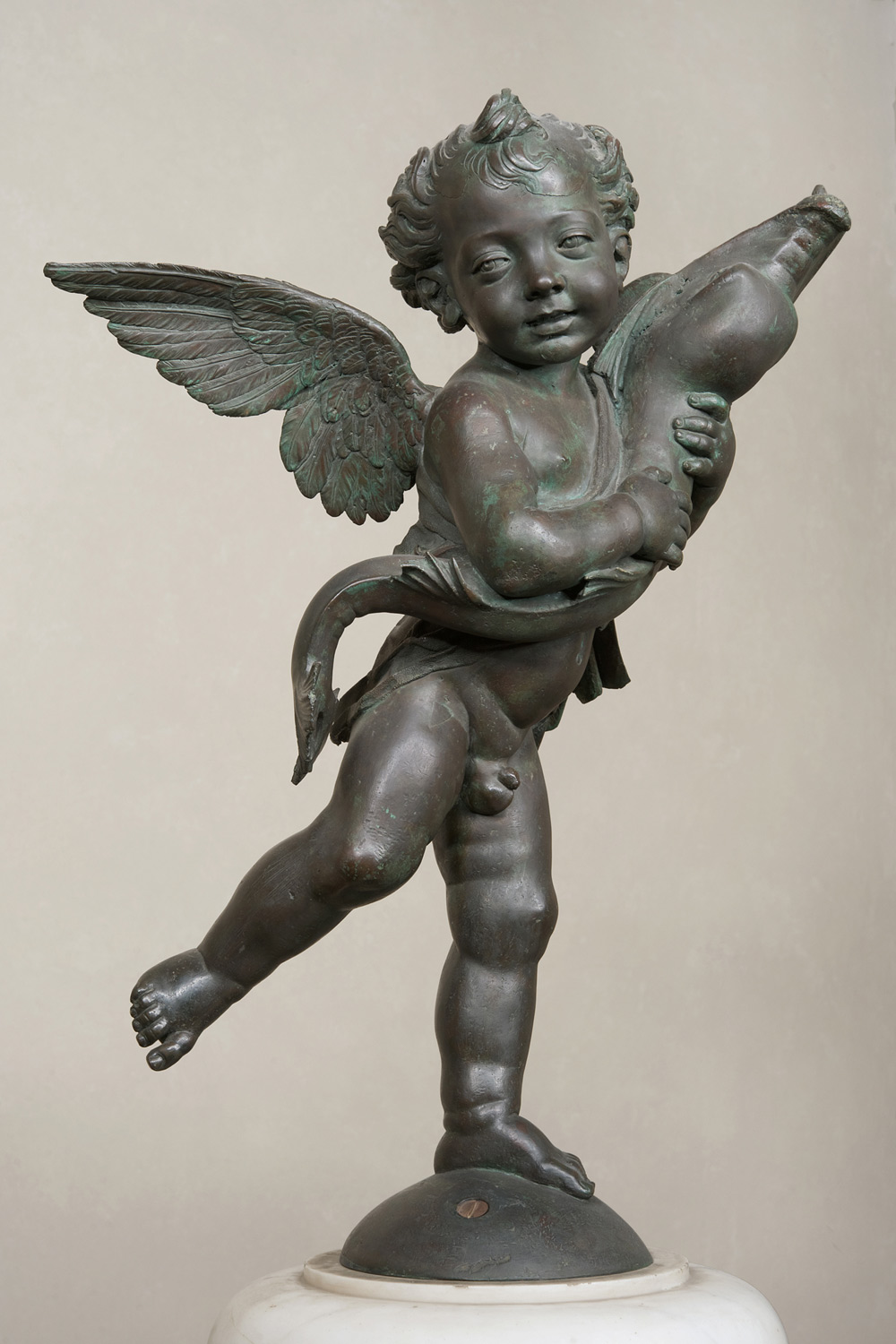 Andrea del Verrocchio, Spiritello con pesce o Putto col delfino (1470-1475 circa; bronzo, 70,3 x 50,5 x 35 cm; Firenze, Musei Civici Fiorentini-Museo di Palazzo Vecchio, inv. MCF-PV 2004-10615). Il restauro dell’opera è stato reso possibile grazie al generoso contributo di Friends of Florence
