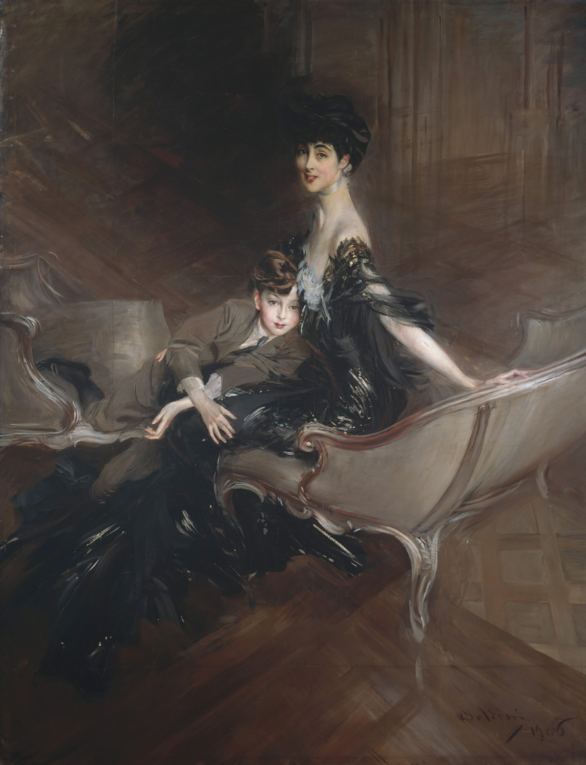 Giovanni Boldini, Consuelo Vanderbilt, duchessa di Marlborough, con il figlio, Lord Ivor Spencer-Churchill (1906; olio su tela, 221,6 x 170,2 cm; New York, Metropolitan Museum)
