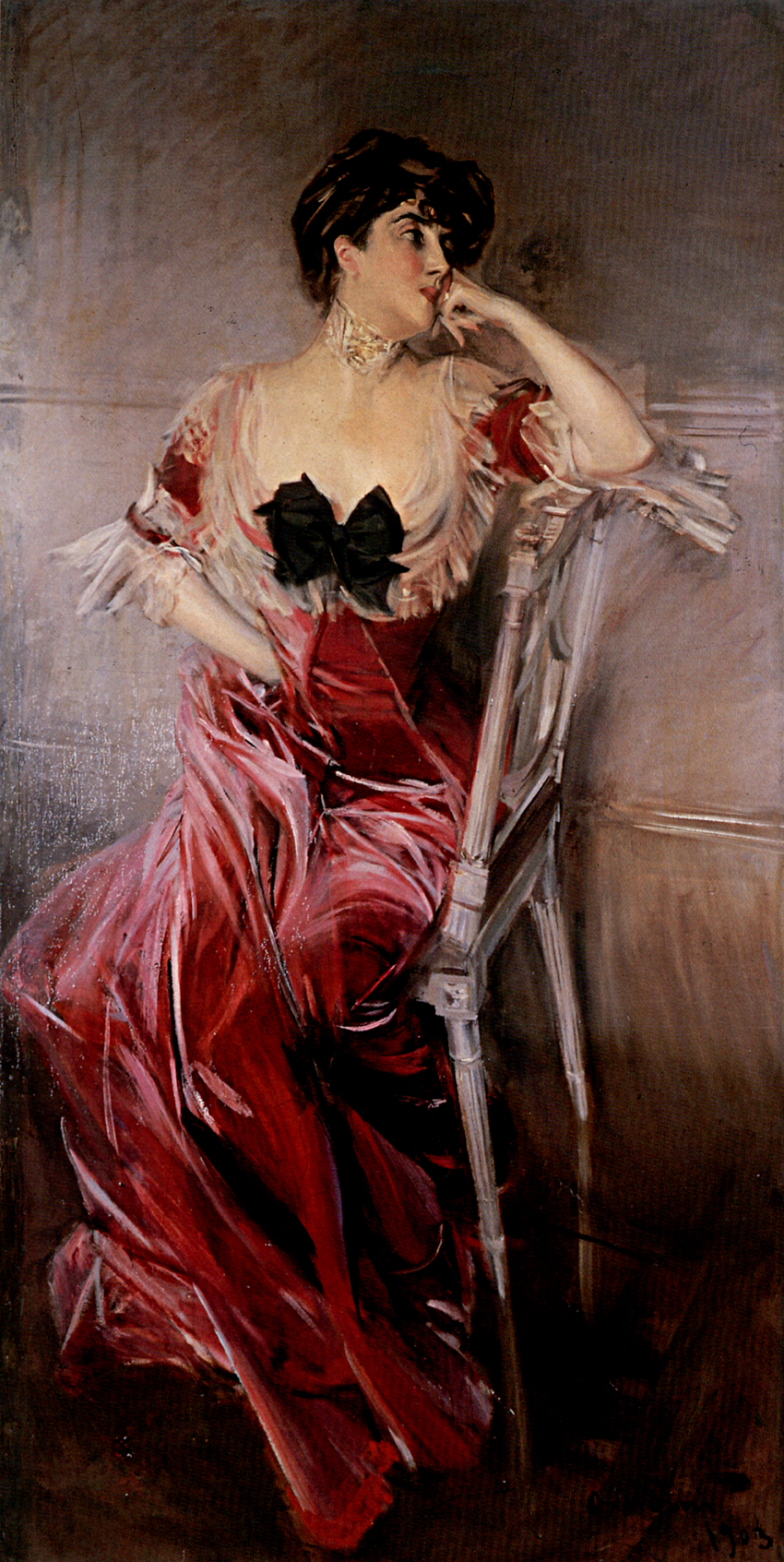 Giovanni Boldini, Miss Bell (1903; olio su tela, 205 x 101 cm; Genova, Raccolte Frugone)
