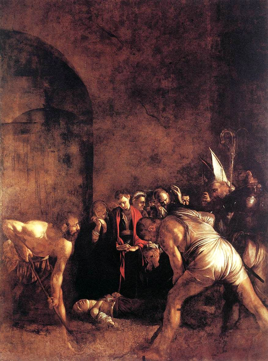 Caravaggio, Seppellimento di santa Lucia (1608; olio su tela, 408 x 300 cm; Siracusa, Santa Lucia alla Badia)
 Caravaggio, Seppellimento di santa Lucia (1608; olio su tela, 408 x 300 cm; Siracusa, Santa Lucia alla Badia)