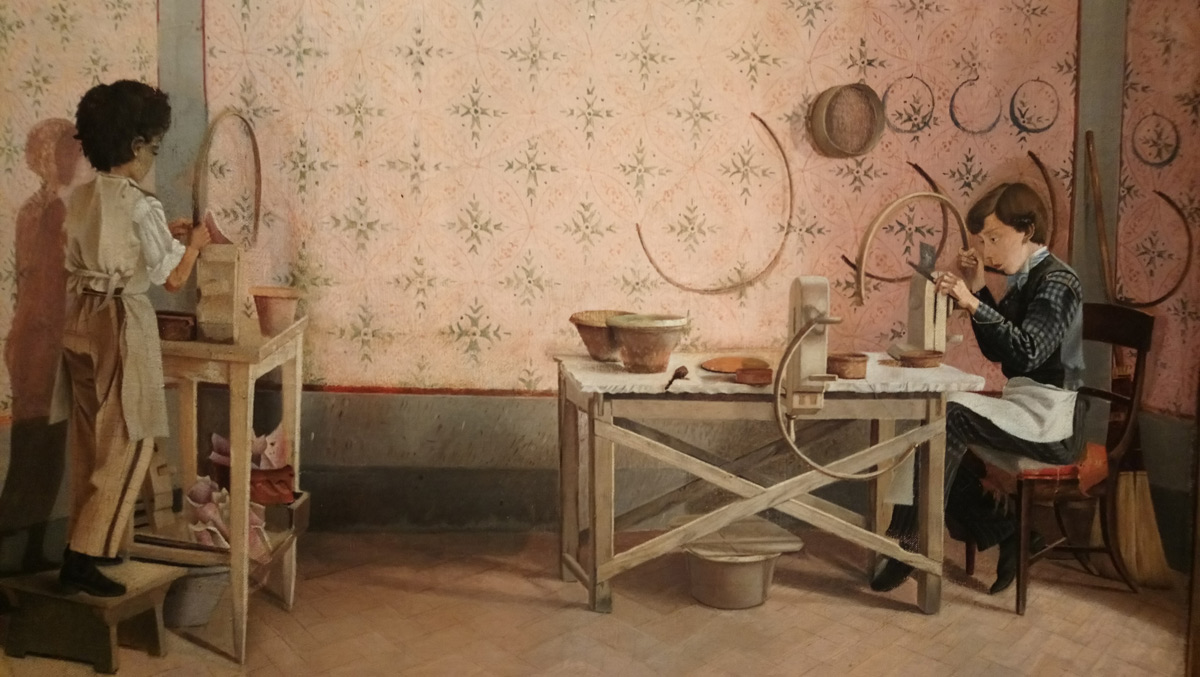 Adriano Cecioni, Ragazzi che lavorano l'alabastro (1867; olio su cartone telato, 39,7 x 47,8 cm; Milano, Pinacotecca di Brera)
