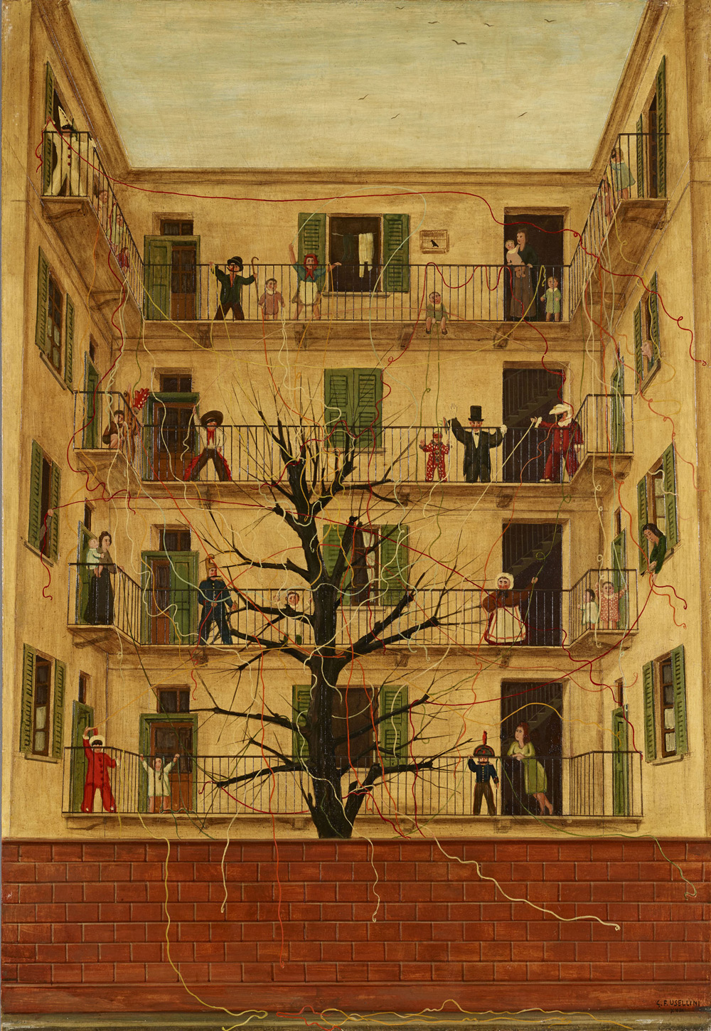 Gianfilippo Usellini, Il carnevale dei poveri (1941; tempera su tavola, 130 x 90 cm; Rovereto, MART - Museo d'Arte Moderna e Contemporanea di Trento e Rovereto)
