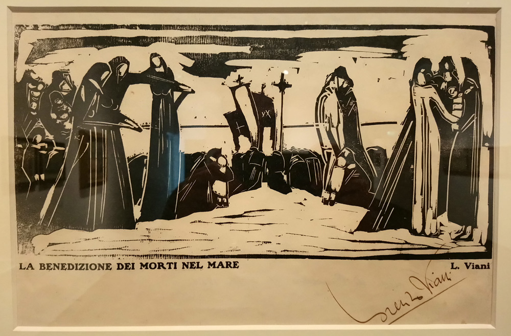 Lorenzo Viani, La benedizione dei morti del mare (1910-1915; xilografia, 180 x 170 mm; Siena, Collezione Banca Monte dei Paschi di Siena)
