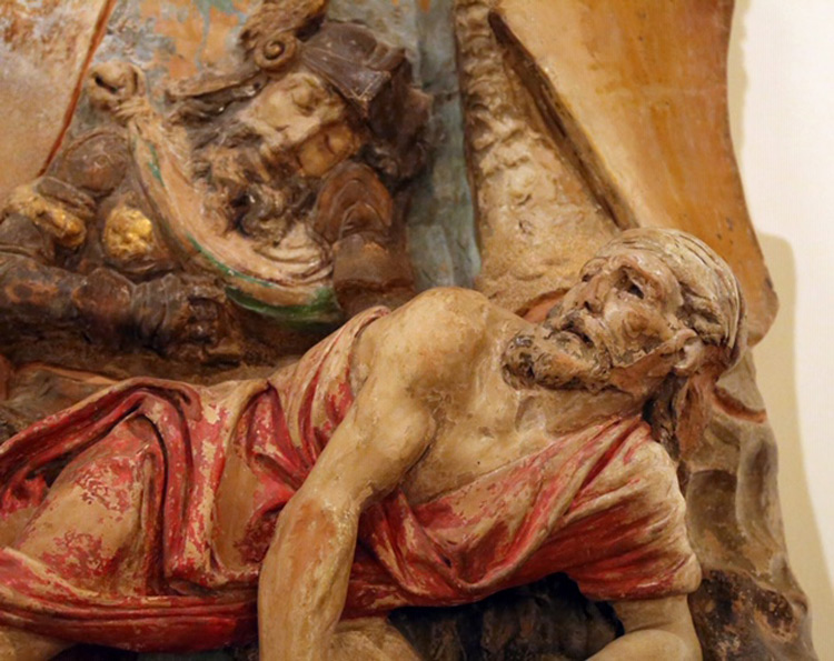 Andrea del Verrocchio, Resurrezione di Cristo, dettaglio con i due soldati di destra. Ph. Credit Francesco Bini
