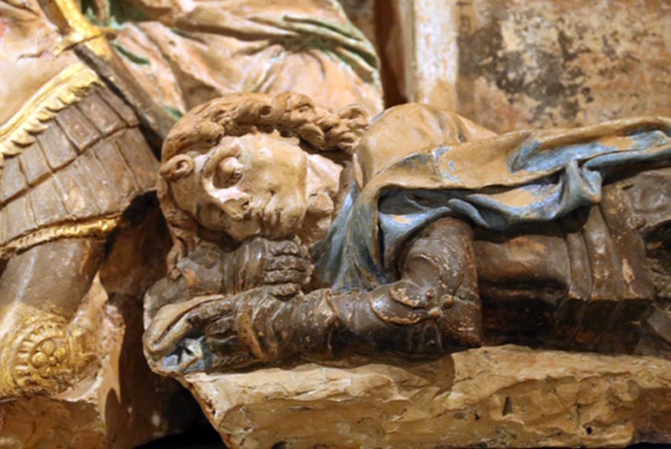 Andrea del Verrocchio, Resurrezione di Cristo, dettaglio con uno dei soldati di sinistra. Ph. Credit Francesco Bini
