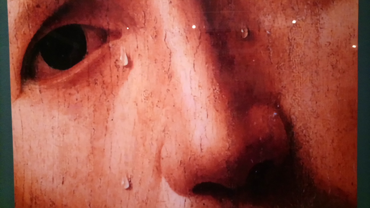 Poster con la riproduzione di un dettaglio dell'Ecce Homo del Collegio Alberoni 
