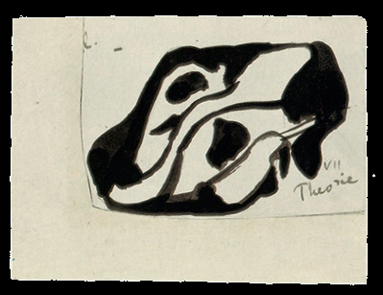 Vasilij Kandinskij, Studio per la vignetta all’“Introduzione” a “Lo spirituale nell’arte” (1910 circa; china e matita su carta montata su cartoncino, 7,2 x 10,2 cm; Monaco di Baviera, Städtische Galerie im Lenbachhaus)
 Vasilij Kandinskij, Studio per la vignetta all’“Introduzione” a “Lo spirituale nell’arte” (1910 circa; china e matita su carta montata su cartoncino, 7,2 x 10,2 cm; Monaco di Baviera, Städtische Galerie im Lenbachhaus)