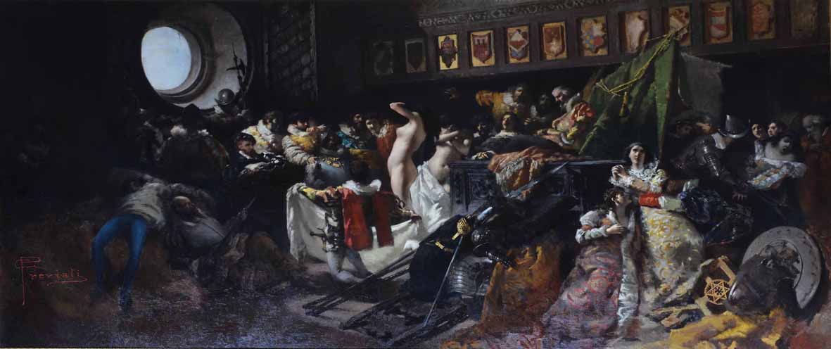 Gaetano Previati, Cesare Borgia a Capua (1879-1880; olio su tela, 295 x 588 cm; Collezione Intesa Sanpaolo)
