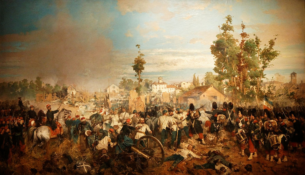 Gerolamo Induno, La battaglia di Magenta (1861; olio su tela, 208 x 363 cm; Milano, Museo del Risorgimento
