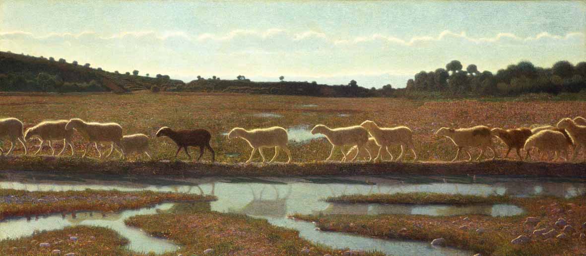 Giuseppe Pellizza da Volpedo, Lo specchio della vita (E ciò che l'una fa, e le altre fanno) (1895-1898; olio su tela, 132 x 291 cm; Torino, Galleria Civica d'Arte Moderna)
