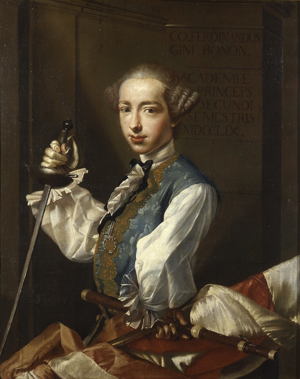 Luigi Crespi, Ritratto di Ferdinando Gini (1759; olio su tela, 96,7 x 77,6 cm; Bologna, Collezioni Comunali d'Arte)
