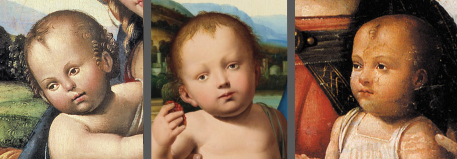 Confronto tra i Bambini della Madonna Finch, della Madonna già Hammond e del Tondo Chigi 

