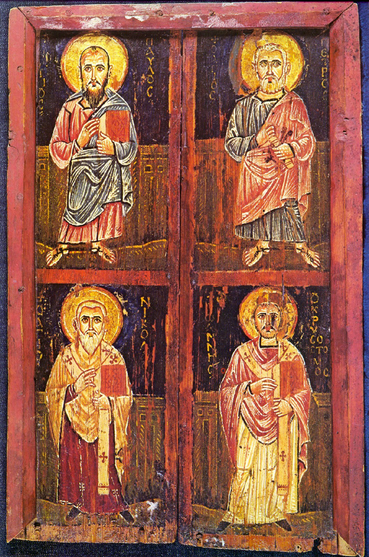 Icona coi santi Paolo, Pietro, Nicola e Giovanni Crisostomo (VII-VIII secolo; Sinai, Monastero di Santa Caterina dÂ’Alessandria)
