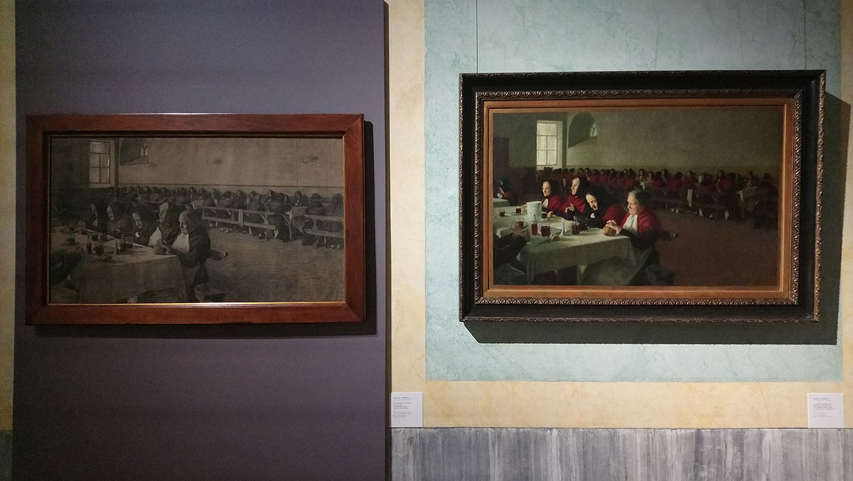 Angelo Morbelli, Mi ricordo quand’ero fanciulla, confronto tra il dipinto e lo studio  
