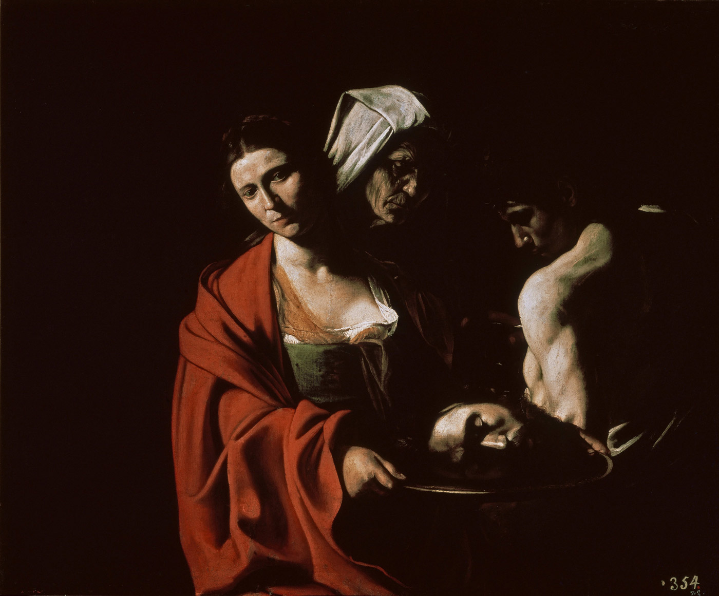 Caravaggio, Salomè con la testa di Battista (1607 circa; olio su tela, 116 x 140 cm; Madrid, Palacio Real)
 Caravaggio, Salomè con la testa di Battista (1607 circa; olio su tela, 116 x 140 cm; Madrid, Palacio Real)