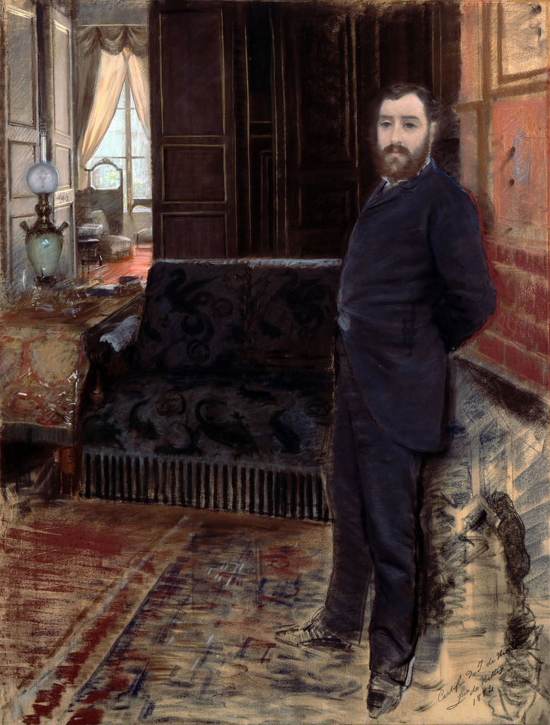 Giuseppe De Nittis, Autoritratto (1883-1884; pastello su tela, 114 x 88 cm; Barletta, Pinacoteca Giuseppe De Nittis)
