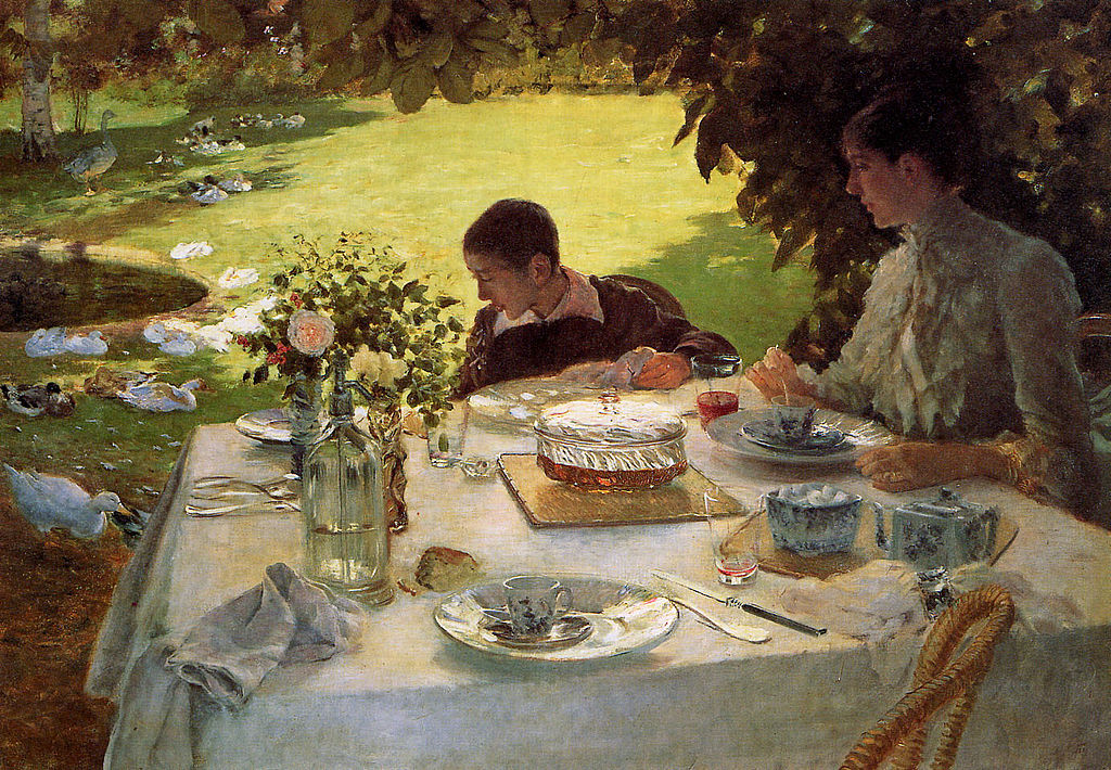 Giuseppe De Nittis, Colazione in giardino (1883Â–1884; olio su tela, 81 x 117 cm; Barletta, Pinacoteca Giuseppe De Nittis)
