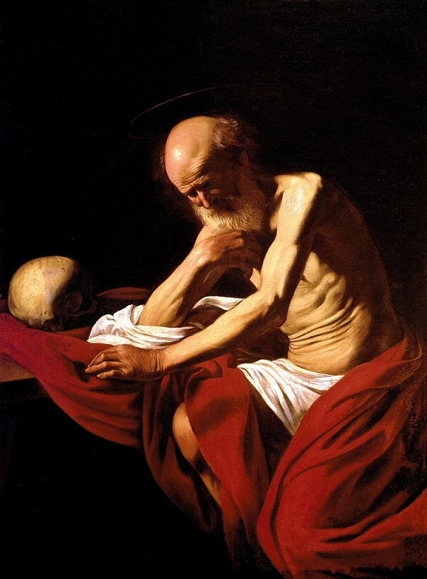 Caravaggio, San Girolamo (1605; olio su tela, 118 x 81 cm; Montserrat, Museo del Monastero di Santa Maria) Caravaggio, San Girolamo (1605; olio su tela, 118 x 81 cm; Montserrat, Museo del Monastero di Santa Maria)