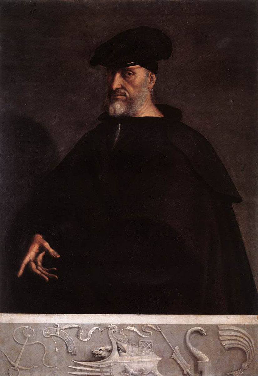 Sebastiano del Piombo, Ritratto di Andrea Doria (1526; olio su tavola, 153 x 107 cm; Genova, Palazzo del Principe) Sebastiano del Piombo, Ritratto di Andrea Doria (1526; olio su tavola, 153 x 107 cm; Genova, Palazzo del Principe)