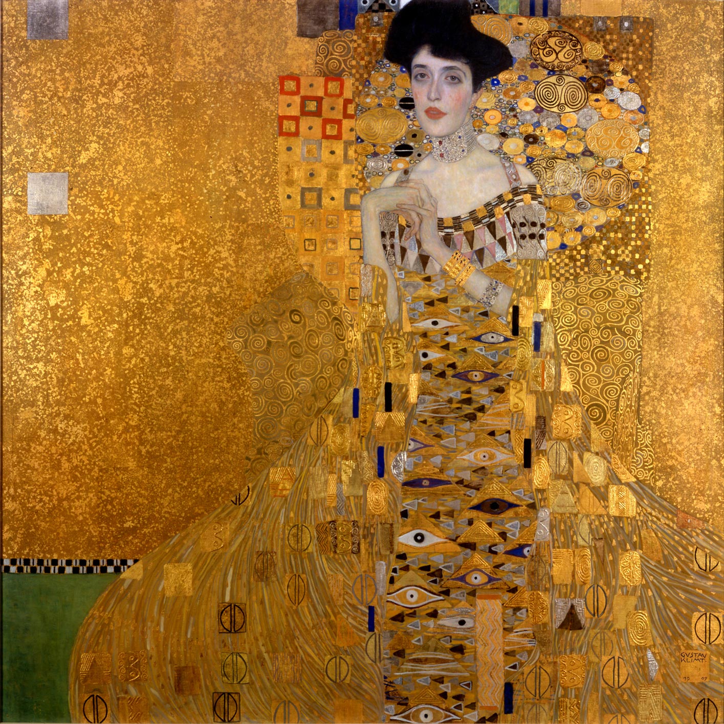 Gustav Klimt, Ritratto di Adele Bloch-Bauer (1907; olio su tela, 138 x 138 cm; New York, Neue Galerie) Gustav Klimt, Ritratto di Adele Bloch-Bauer (1907; olio su tela, 138 x 138 cm; New York, Neue Galerie)