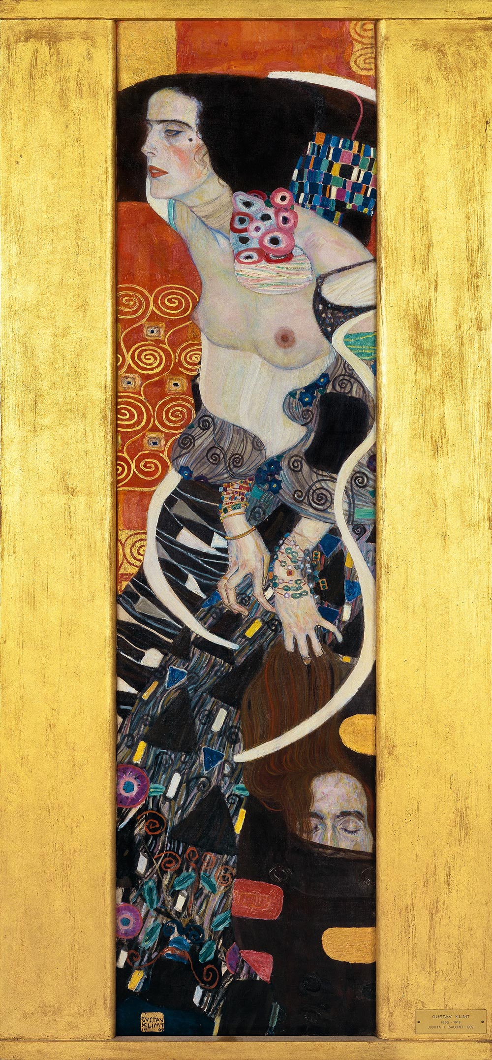 Gustav Klimt, Giuditta II (1909; olio su tela, 178 x 46 cm; Venezia, Galleria Internazionale d'Arte Moderna di Ca' Pesaro) Gustav Klimt, Giuditta II (1909; olio su tela, 178 x 46 cm; Venezia, Galleria Internazionale d'Arte Moderna di Ca' Pesaro)