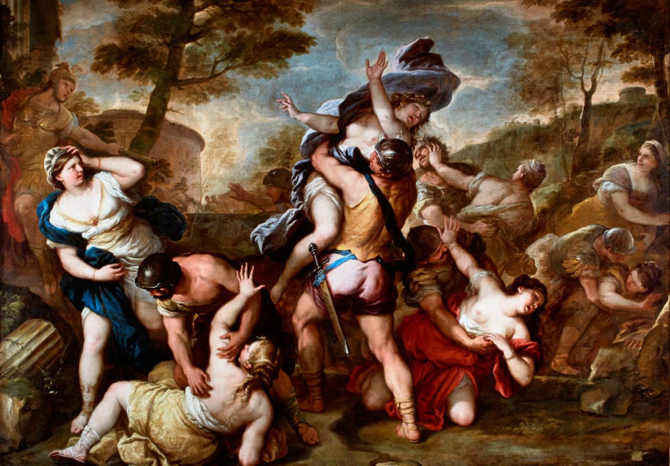 Luca Giordano, Ratto delle Sabine (1680 circa; olio su tela, 285 x 366 cm; Genova, Galleria Nazionale di Palazzo Spinola)
