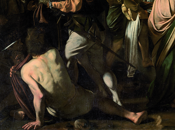 Caravaggio, Le Sette opere di misericordia, dettaglio Caravaggio, Le Sette opere di misericordia, dettaglio