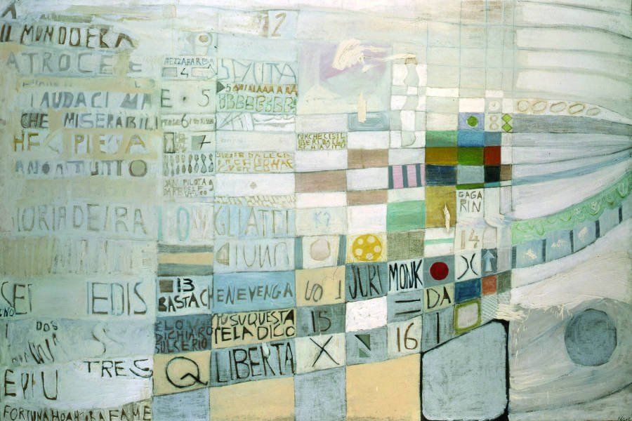 Gastone Novelli, Poetry reading tour (1961; tecnica mista su tela, 220 x 350 cm; Roma, Galleria Nazionale d'Arte Moderna)
 Gastone Novelli, Poetry reading tour (1961; tecnica mista su tela, 220 x 350 cm; Roma, Galleria Nazionale d'Arte Moderna)