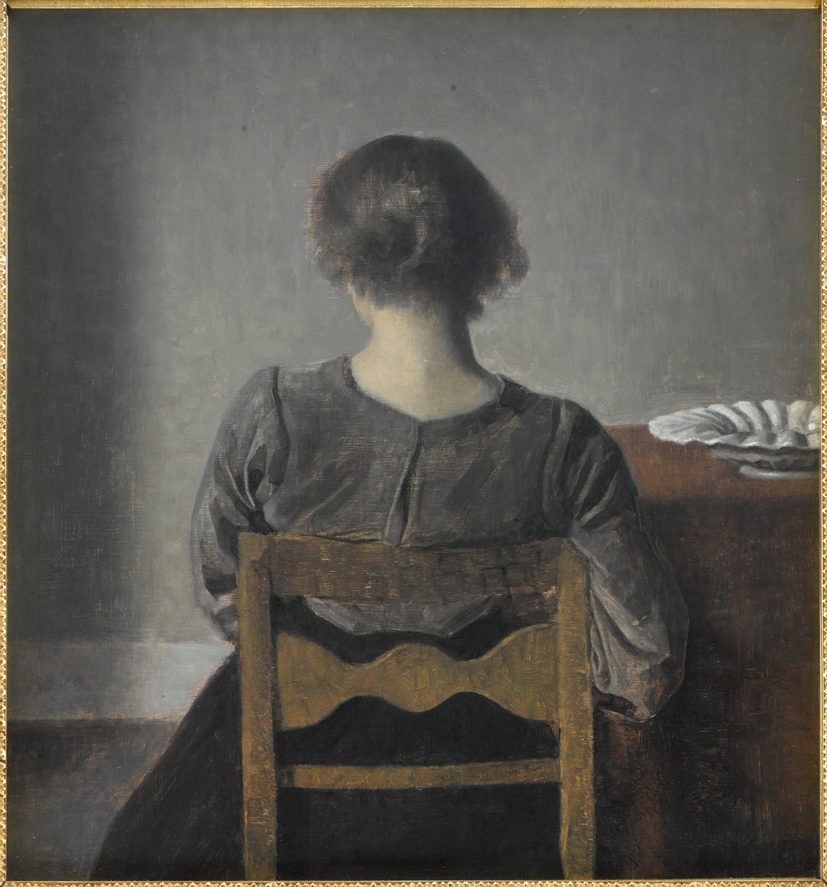Vilhelm Hammershøi, Hvile o Riposo (1905; olio su tela, 49,5 x 46,5 cm; Parigi, Musée d'Orsay)
